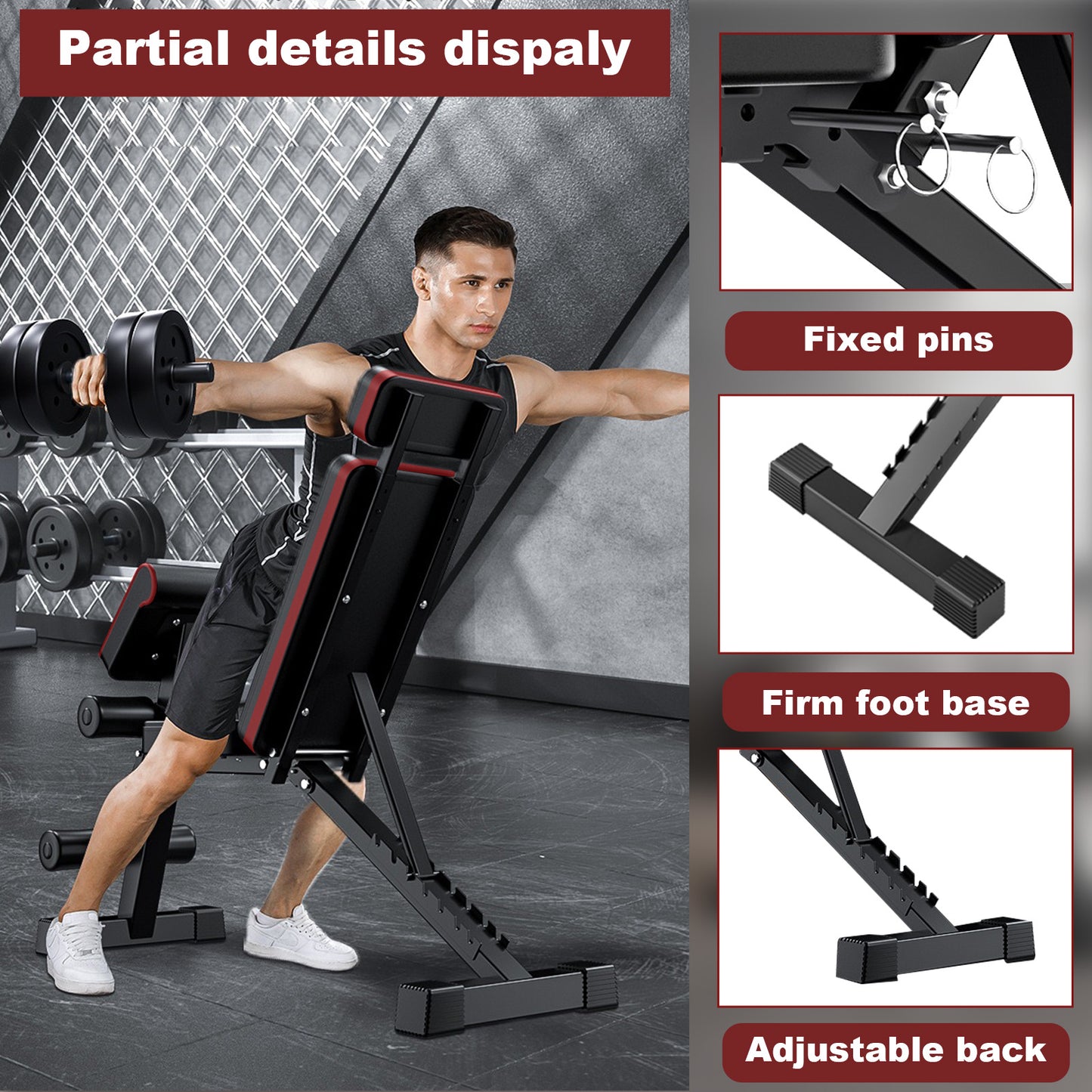 BAOKALER-7-Levels-Adjustable-Weight-Bench-with-Extended-Headrest-&-Leg-Extension,-Foldable-Dumbbell-Workout-Bench,-Supports-Up-to-770-lbs,-Incline-&-Decline-Positions-for-Full-Body-Strength-Training