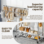 Load image into Gallery viewer, Clothes Rack Heavy Duty, Rolling Clothing Rack for Hanging Clothes, Double Rail Garment Rack, Adjustable Clothes Organizer on Wheels