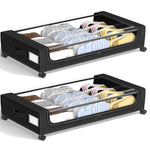 Lade das Bild in den Galerie-Viewer, Under Bed Storage with Wheels, 4-Pack UnderBed Storage Containers with Clear Lids, XXL 60L Under the Bed Storage Organizer Bins, Rolling Under Bed Metal Drawer for Clothes,Shoes,Toys (Black)