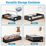 Lade das Bild in den Galerie-Viewer, Under Bed Storage with Wheels, 4-Pack UnderBed Storage Containers with Clear Lids, XXL 60L Under the Bed Storage Organizer Bins, Rolling Under Bed Metal Drawer for Clothes,Shoes,Toys (Black)