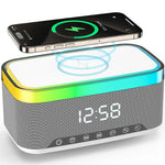 Load image into Gallery viewer, 4-in-1 Wireless Charger, 15W Fast Desk Wireless Charging Station for iPhone 17-12 Pro Max Plus with Bluetooth Stereo Speaker,Digital Clock Alarm,Colors Night Lamp for iPhone