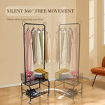 Load image into Gallery viewer, Rolling Laundry Butler with Wire Storage Rack, Rectangular Laundry Hamper Basket Butler Cart with Wheels and Hanging Rack, Black