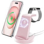 Carica l'immagine nel visualizzatore di Gallery, Wireless Charger for iPhone, 3 in 1 Charging Station Compatible with iPhone 17 to 12, Compatible with iWatch Series, Compatible with Airpods 4 3 2 Pro, Pink