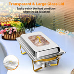Lade das Bild in den Galerie-Viewer, IAMSTECH Rectangular Chafing Dish Buffet Set 2Pack, 9QT Buffet Warmer Sets and Stainless Steel Chafer for Hotel Catering, Parties, Weddings(Gold)