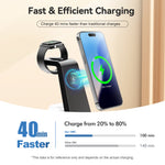 Lade das Bild in den Galerie-Viewer, Charging Station, Magnetic Wireless Charger for iPhone 17 16 15 14 13 12, for iWatch Series, for Airpods 4 3 2, for Samsung Galaxy, Black