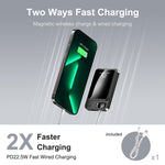 Cargar imagen en el visor de la galería, 10000mAh Magnetic Mini Power Bank, Magnetic Portable Charger, 20W Fast Wireless Charging, with LED Display, Compatible with iPhones, Black