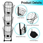 Load image into Gallery viewer, Amstech Removable 3 Tier Laundry Basket, Large Capacity Wire Basket Laundry Hamper with Wheels, for Bathroom Bedroom Laundry Room, Black