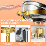 Charger l'image dans la galerie, Round Half-Gold Plated Stainless Steel Chafing Dish with Stainless Steel Lid, Buffet Warmer Set, 4-Pack, for Home Gatherings, Christmas Parties, Catering Events
