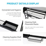 Cargar imagen en el visor de la galería, Dish Drying Rack, Large Stainless Steel Over The Sink 2 Tier Dish Rack with Cover for Kitchen (Black, Large 33.5" Length)