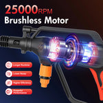 Load image into Gallery viewer, Cordless Pressure Washer with Brushless Motor, 870PSI Portable Power Washer with 24V 6AH Battery, 6 in 1 Nozzle and Digital Display, Black