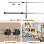 Load image into Gallery viewer, Clothes Rack Heavy Duty, Rolling Clothing Rack for Hanging Clothes, Double Rail Garment Rack, Adjustable Clothes Organizer on Wheels