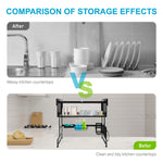 Cargar imagen en el visor de la galería, Dish Drying Rack, Large Stainless Steel Over The Sink 2 Tier Dish Rack with Cover for Kitchen (Black, Large 33.5" Length)