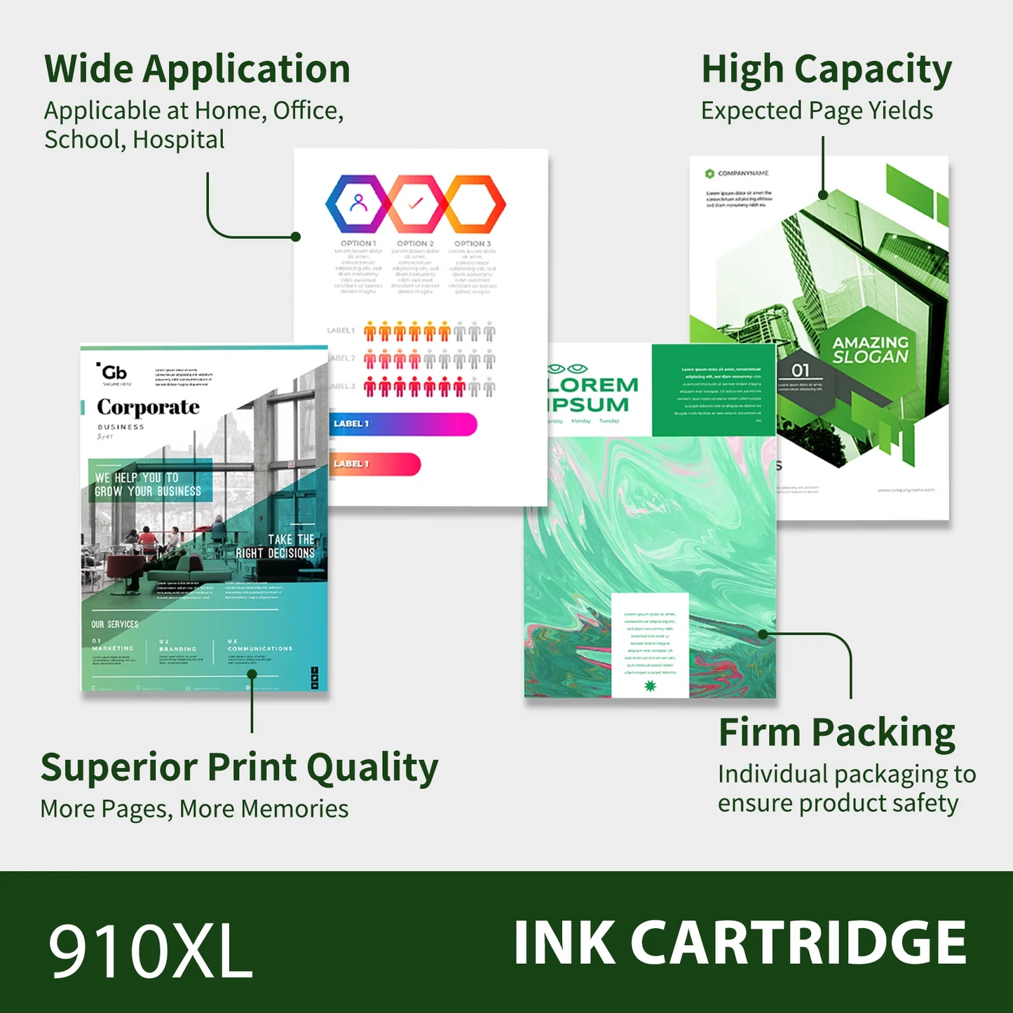 910XL Ink Cartridge Compatible for HP 910 Combo for OfficeJet Pro 8020 8024 8025 8028 8035 OfficeJet 8022 8010 8012 8014 8015 8018 Printer -Black,Cyan,Magenta,Yellow,4-Pack)