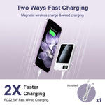 Charger l'image dans la galerie, 10000mAh 2-in-1 Wireless Power Bank, Magnetic Portable Charger with LED Power Display, Fast Charging 22.5W Battery Pack, Suitable for Outdoor Travel Emergency Backup Power Bank, White