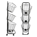Charger l'image dans la galerie, 3 Tier Laundry Basket with Lockable Wheels, Wire Metal Sorter Storage Trolley with 3 Removable Basket, Durable Clothes Storage Hamper, Black