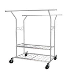 Load image into Gallery viewer, Clothes Rack Heavy Duty 620LBS Weight Capacity, Rolling Clothing Rack with Shelves, Double Rod Hanging Rack, Portable & Adjustable Garment Rack with Wheels