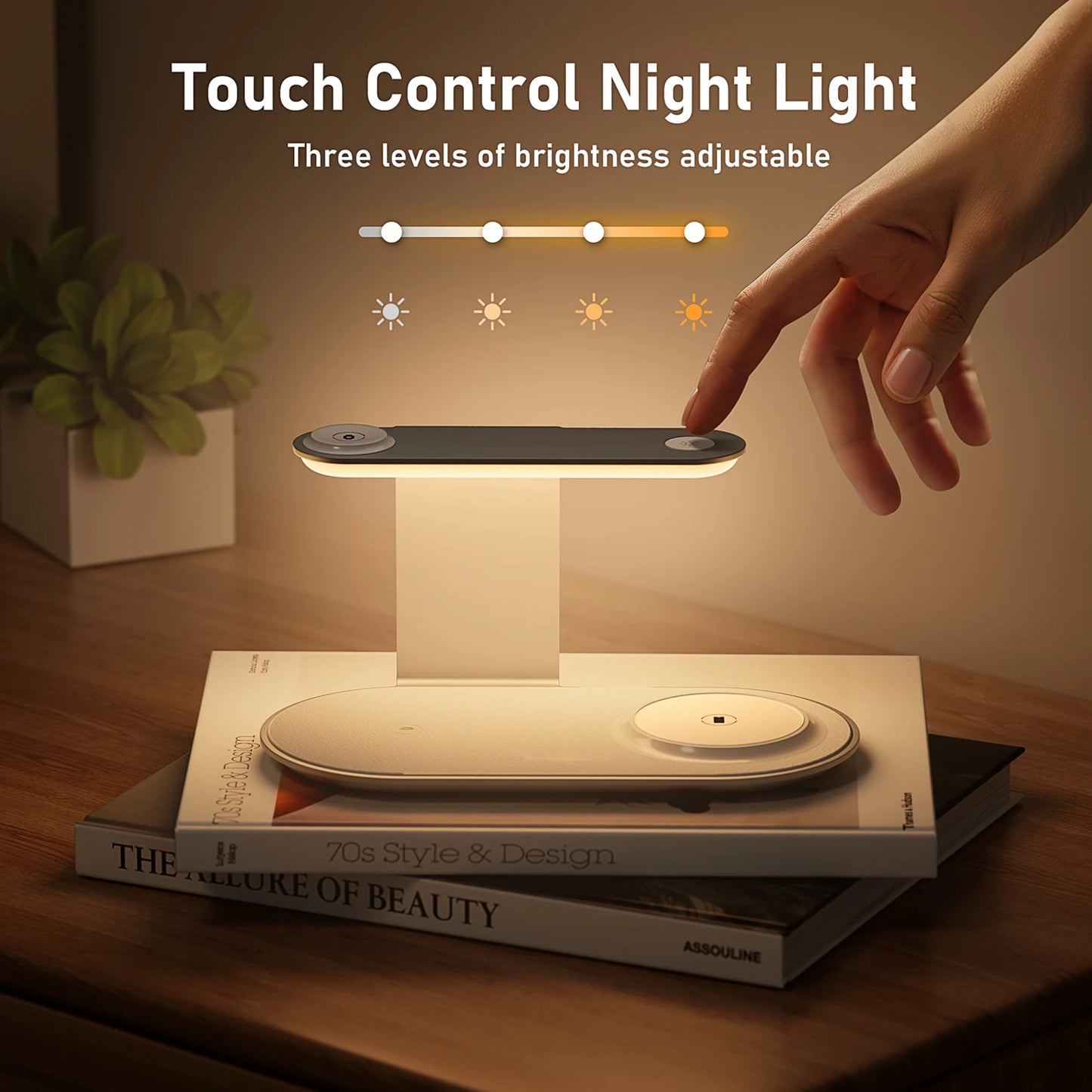 Wireless Charger for iPhone 17, 4 in 1 Charging Station for MagSafe Charger with Night Light,15W Max Fast Charging for iPhone 17/16/15/14/13/,Apple Watch Series 2-11/SE 3/Ultra 3,AirPods