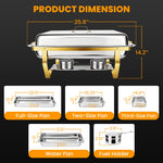 Carica l'immagine nel visualizzatore di Gallery, 4 Pack Chafing Dish Buffet Set 9QT Stainless Steel Chafing Dishes, Single/Double/Triple Compartment, Buffet Server Food Warmer for Buffet, Birthday, Holiday Parties, and Family Gatherings-Semi-gold