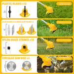 Load image into Gallery viewer, 24V 2000mAh Electric Weed Wacker, 3-in-1 Cordless Weed Eater Brush Cutter Grass Trimmer Edger Stringless Weed Cutter Lawn Edger Mower, Yellow