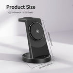 Lade das Bild in den Galerie-Viewer, Charging Station, Wireless Charger for iPhone 17 16 15 14 13 12, 15W Magsafe Charger Compatible with AirPods 3 in 1 Magnetic Stand for iWatch, Black