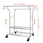 Load image into Gallery viewer, Clothes Rack Heavy Duty 620LBS Weight Capacity, Rolling Clothing Rack with Shelves, Double Rod Hanging Rack, Portable & Adjustable Garment Rack with Wheels