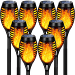Load image into Gallery viewer, 8 Packs Solar Tiki Torch Lights with Flickering Flame, Waterproof H-alloween Solar Lights Outdoor, Solar H-alloween Pathway Lights, H-allowee Decor Lights for Garden, Lawn, Patio, Yard