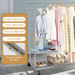 Load image into Gallery viewer, Clothes Rack Heavy Duty 620LBS Weight Capacity, Rolling Clothing Rack with Shelves, Double Rod Hanging Rack, Portable & Adjustable Garment Rack with Wheels
