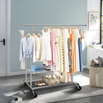 Load image into Gallery viewer, Clothes Rack Heavy Duty 620LBS Weight Capacity, Rolling Clothing Rack with Shelves, Double Rod Hanging Rack, Portable & Adjustable Garment Rack with Wheels