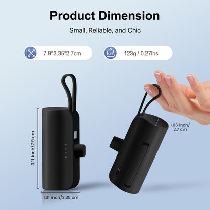 Portable Charger 4500mAh, Ultra Mini Power Bank with Dual Output, Battery Pack for iPhone Series, for Samsung, for iPad Pro Air and More, Black