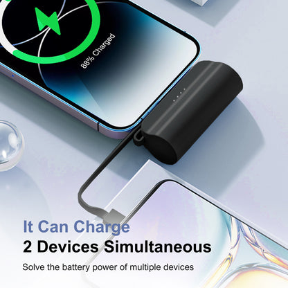 Portable Charger 4500mAh, Ultra Mini Power Bank with Dual Output, Battery Pack for iPhone Series, for Samsung, for iPad Pro Air and More, Black