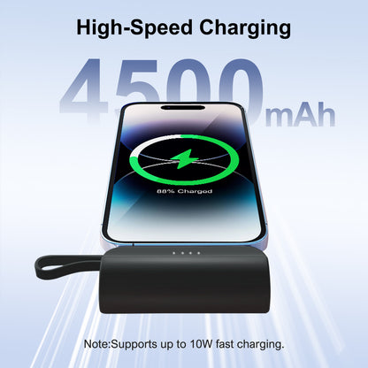 Portable Charger 4500mAh, Ultra Mini Power Bank with Dual Output, Battery Pack for iPhone Series, for Samsung, for iPad Pro Air and More, Black
