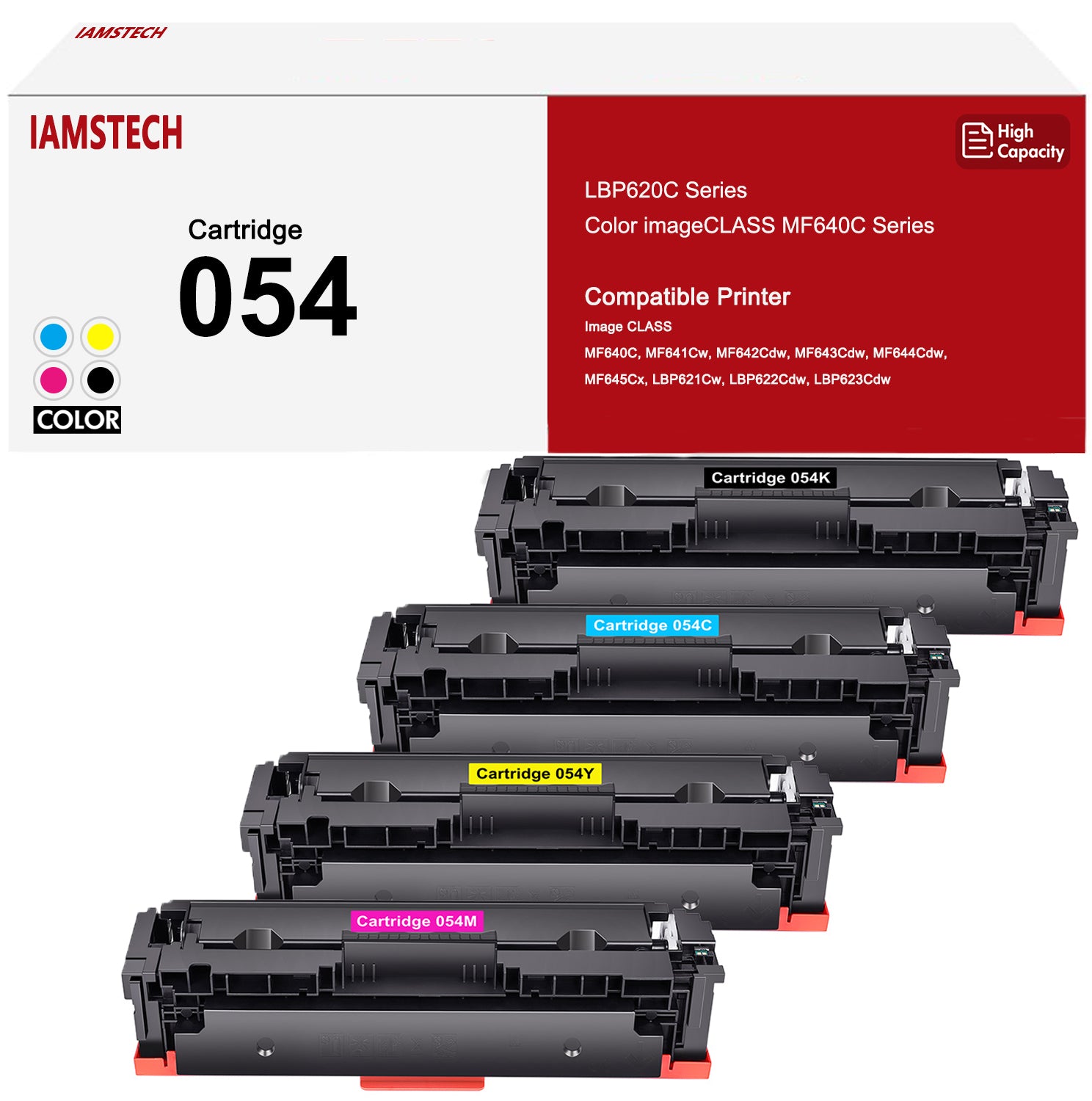 054 054H Toner Cartridge Compatible for Canon 054 Toner CRG-054 054H Color ImageCLASS MF644Cdw MF642Cdw MF641Cw LBP622Cdw MF640C Toner Printer Ink (Black Cyan Magenta Yellow, 4-Pack)