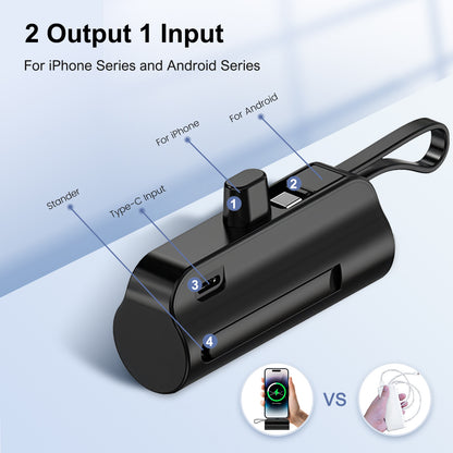 Portable Charger 4500mAh, Ultra Mini Power Bank with Dual Output, Battery Pack for iPhone Series, for Samsung, for iPad Pro Air and More, Black