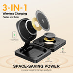 Lade das Bild in den Galerie-Viewer, 3 in 1 Foldable Wireless Charger, 15W Fast Charging Charger Compatible with iPhone 17 16 15 14 13 12, Portable Watch Charger for iWatch Series,for AirPods Pro 4 3 2 1 (Black)
