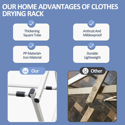 Foldable Drying Rack Clothing,Clothes Drying Rack Folding Indoor and Outdoor Rack, Moveable Laundry Drying Rack, White