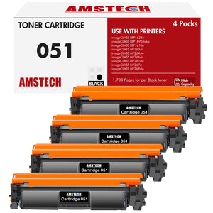 Amstech 4-Pack Compatible Toner for Canon 051(2168C001) for Canon imageCLASS LBP162dw LBP1692dwkg LBP161dn ic MF263dn MF264dw MF266dn MF267dw ic MF269dw(Black)