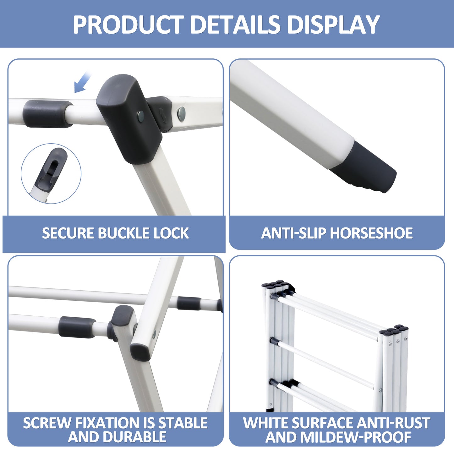 Foldable Drying Rack Clothing,Clothes Drying Rack Folding Indoor and Outdoor Rack, Moveable Laundry Drying Rack, White