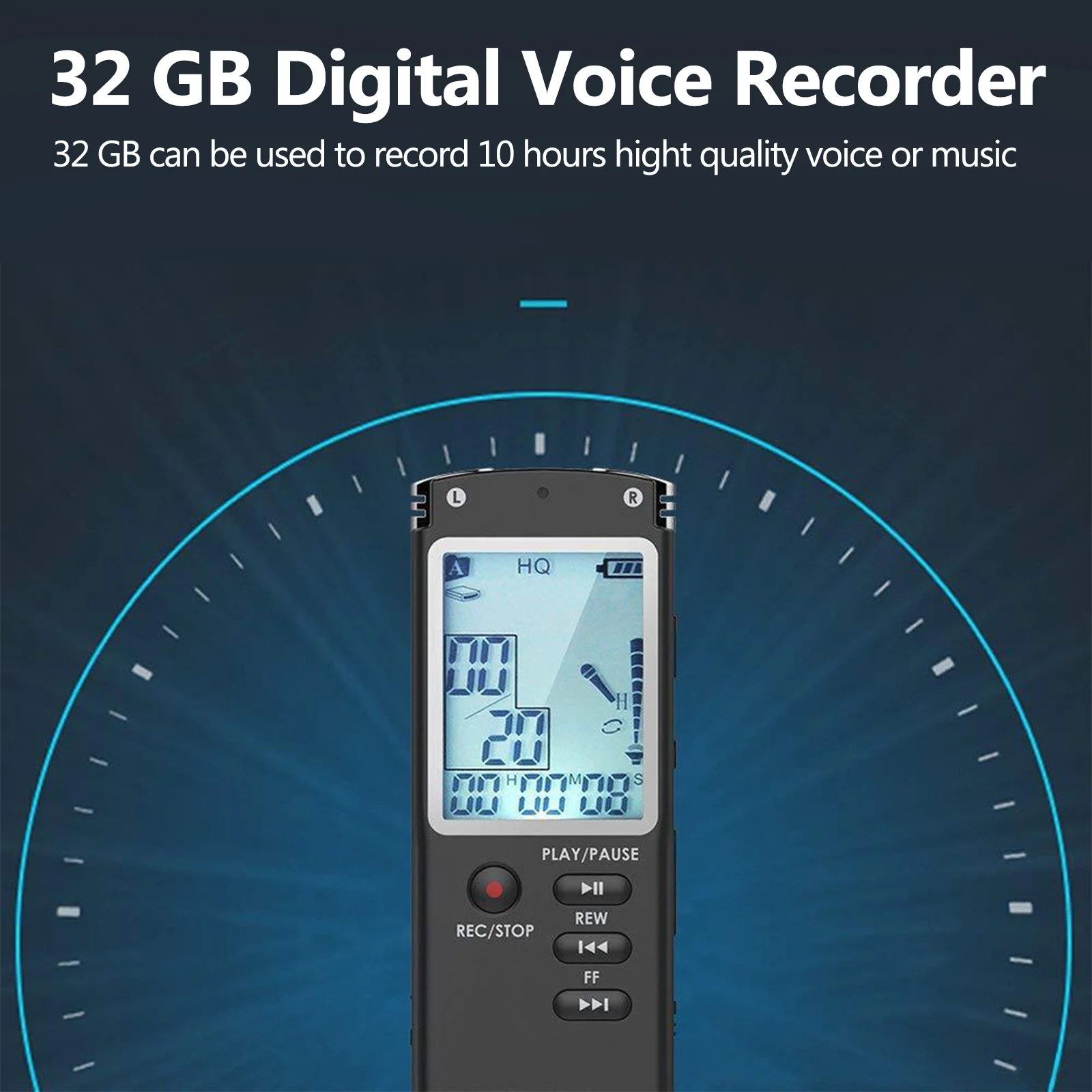 32GB Lecture Digital Voice Recorder, Rechargeable Digital Voice Activated Audio Voice Recorder, Mini Audio Recorder Voice Mic, Portable Tape Dictaphone with Playback, USB, MP3, A-B Function