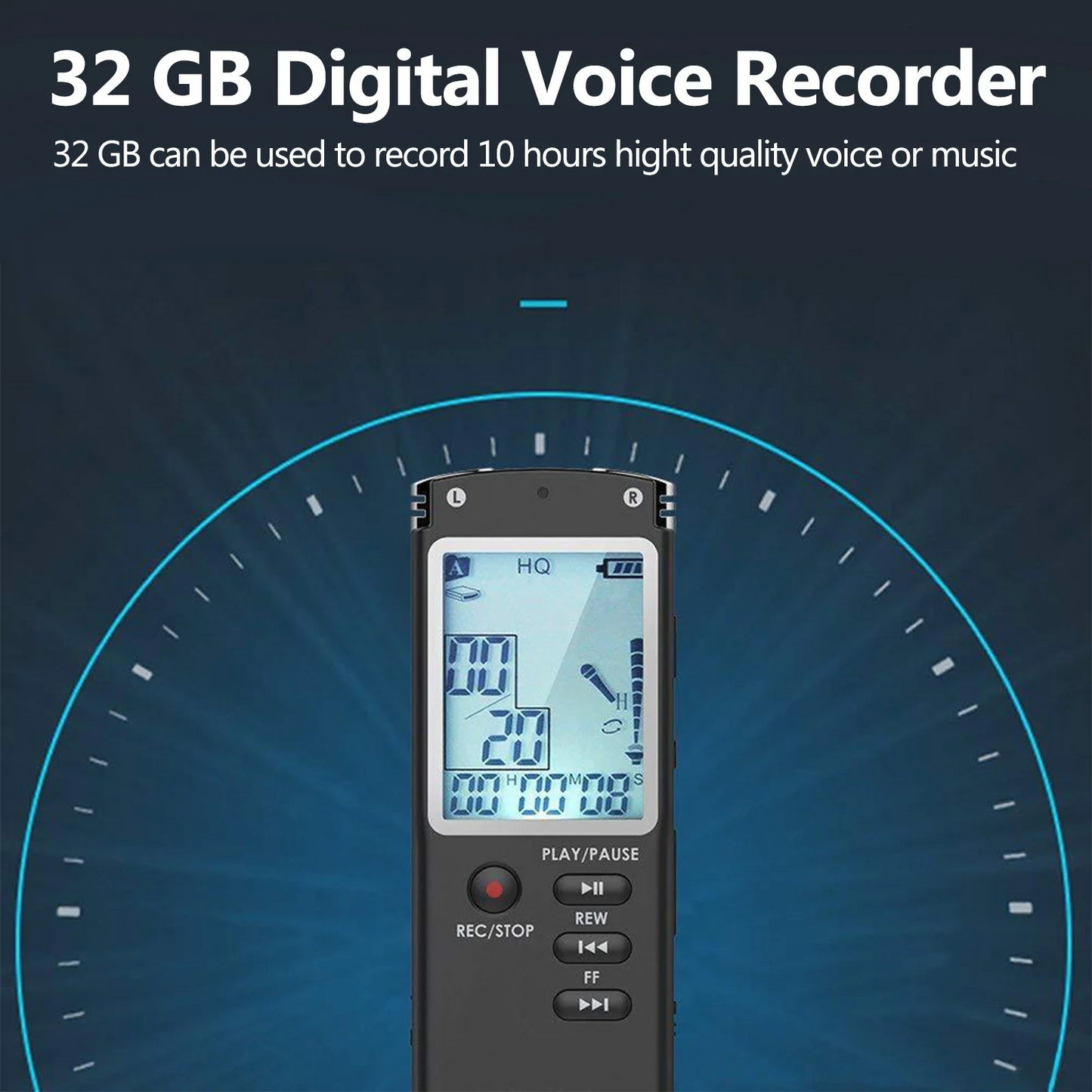 32GB Lecture Digital Voice Recorder, Rechargeable Digital Voice Activated Audio Voice Recorder, Mini Audio Recorder Voice Mic, Portable Tape Dictaphone with Playback, USB, MP3, A-B Function