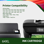 Lade das Bild in den Galerie-Viewer, 64XL Ink Cartridges Compatible for HP 64 XL Ink Cartridge Combo Pack HP Ink 64 XL for Envy Photo 7855 7858 7800 7155 6255 Printer Ink 64 (Black, Tri-color)
