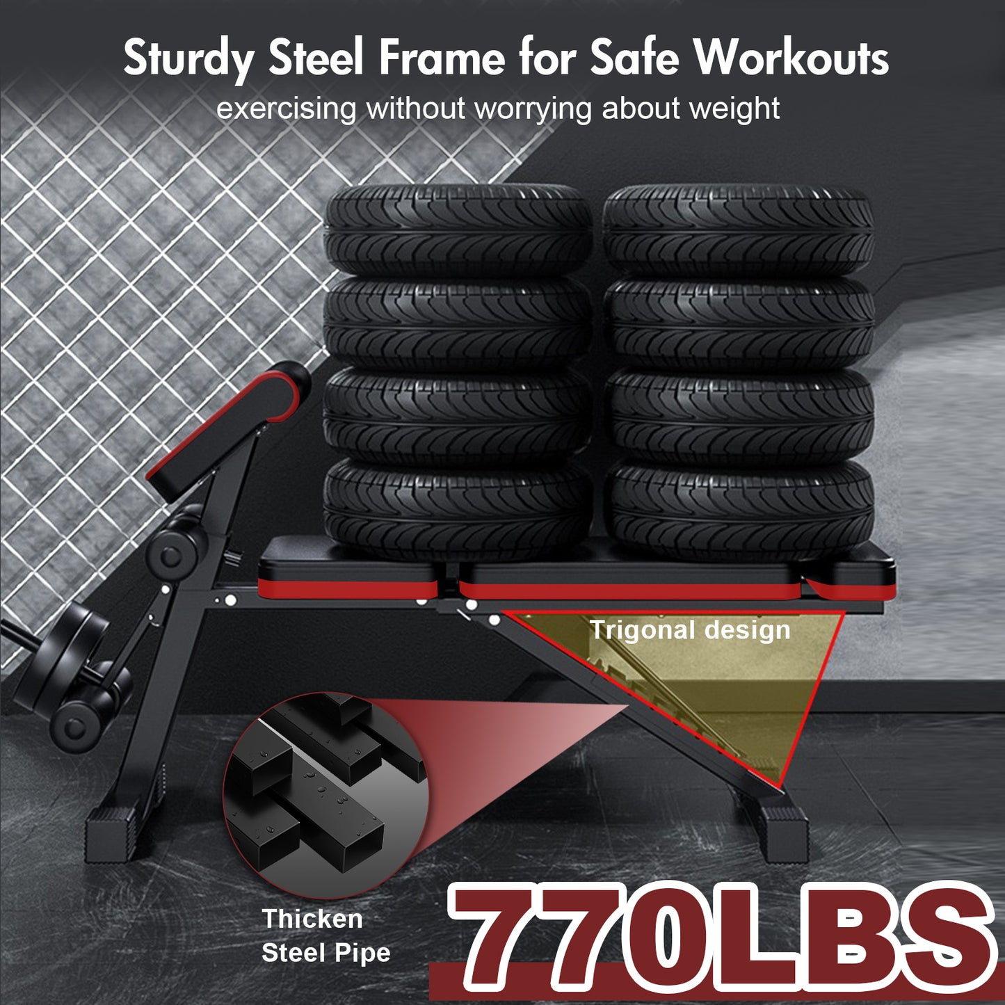 BAOKALER-7-Levels-Adjustable-Weight-Bench-with-Extended-Headrest-&-Leg-Extension,-Foldable-Dumbbell-Workout-Bench,-Supports-Up-to-770-lbs,-Incline-&-Decline-Positions-for-Full-Body-Strength-Training
