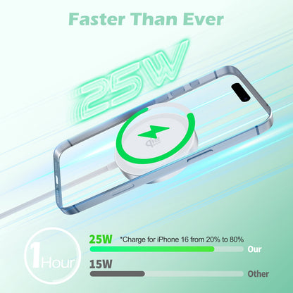 Wireless Charger for iPhone, 25W Phone Charger Compatible with iPhone 17 16 15 13 14 12 Series, Charging Pad Compatible with AirPods 4 3 2, White