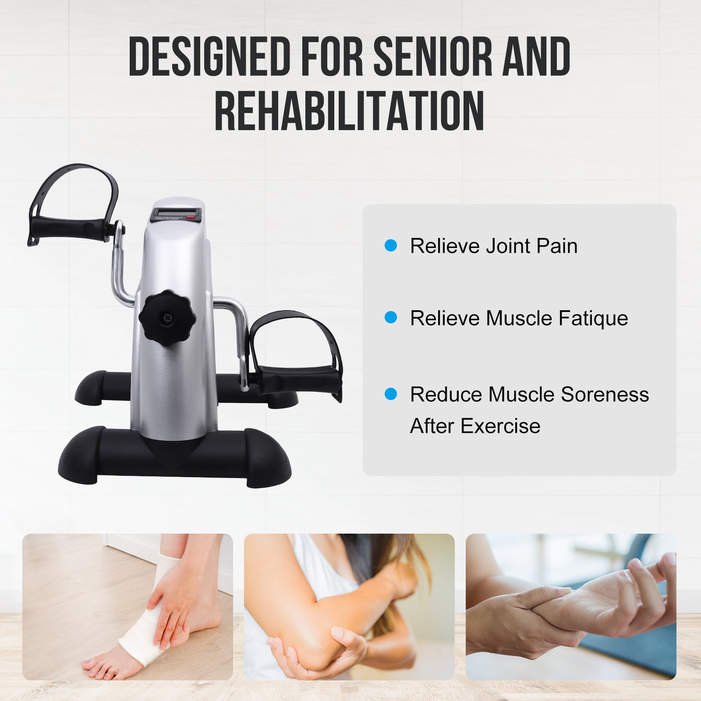 BAOKALER Mini Exercise Bike, Under Desk Bike Pedal Exerciser, Peddler Exerciser, Portable Foot Cycle Arm & Leg Peddler Machine with LCD Screen Displays