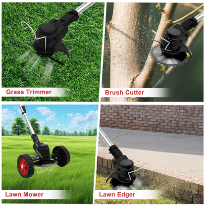 Weed Wacker, Cordless Electric Weed Eaters Weed Trimmer with 2 Battery, Black