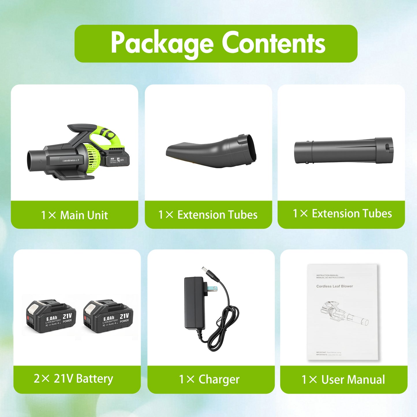 BAOKALER Cordless Leaf Blower,700CFM Brushless Leaf Blower with 6AH Battery and Charger, Snow Blower with Detachable Tube, 4 Speed Modes and Digital Display