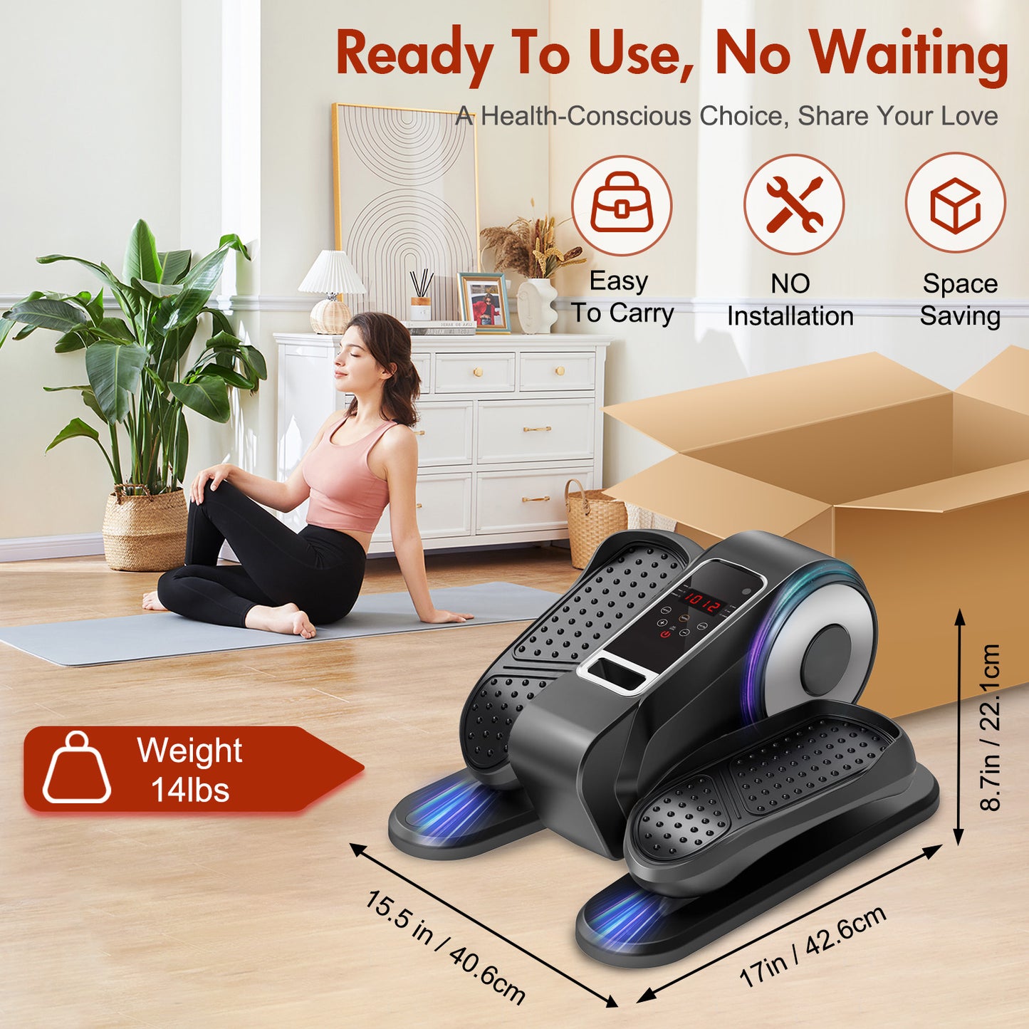 ALSO GO Under Desk Elliptical Machine, Leg Exerciser Electric for Seniors Adults, Ellipse Leg Exerciser with 12 Speed & 12 Mode, Quiet & Portable