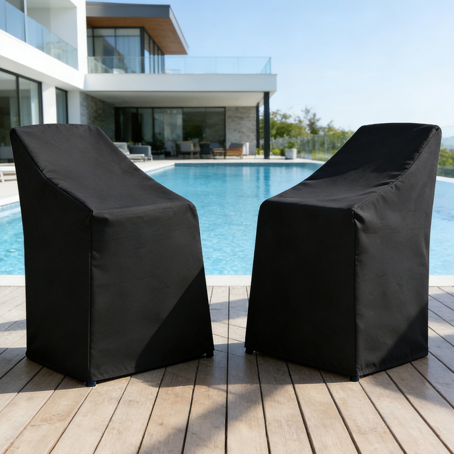 Patio Chair Covers,Outdoor Chair Cover,2 Pack Waterproof Patio Furniture Covers for Outdoor Furniture, Large Covers for High-Back Chiar/Stackable Outdoor Chairs, 25" L x 25" W x 47"H,Black