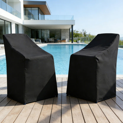 Patio Chair Covers,Outdoor Chair Cover,2 Pack Waterproof Patio Furniture Covers for Outdoor Furniture, Large Covers for High-Back Chiar/Stackable Outdoor Chairs, 25" L x 25" W x 47"H,Black