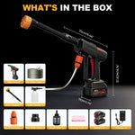 Lade das Bild in den Galerie-Viewer, BAOKALER 970PSI Cordless Pressure Washer with 2 x 4.0Ah Rechargeable Batteries, Portable Pressure Washer with 6-in-1 Adjustable Nozzle for Cars/Patios
