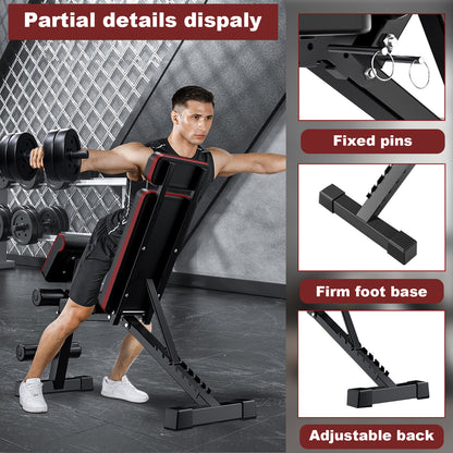 BAOKALER-7-Levels-Adjustable-Weight-Bench-with-Extended-Headrest-&-Leg-Extension,-Foldable-Dumbbell-Workout-Bench,-Supports-Up-to-770-lbs,-Incline-&-Decline-Positions-for-Full-Body-Strength-Training